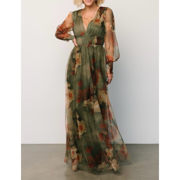 Baltic Born Dresses & Skirts - Baltic Born | Layla Tulle Maxi Dress in olive and rust
